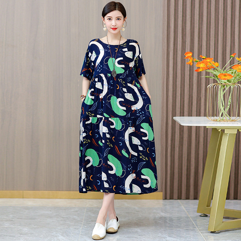 Solid Color Cotton And Linen Dress