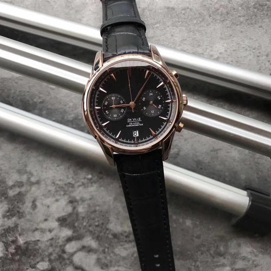 Men's waterproof leather quartz watch