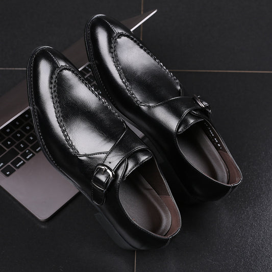 Men's leather toe cap British formal shoes