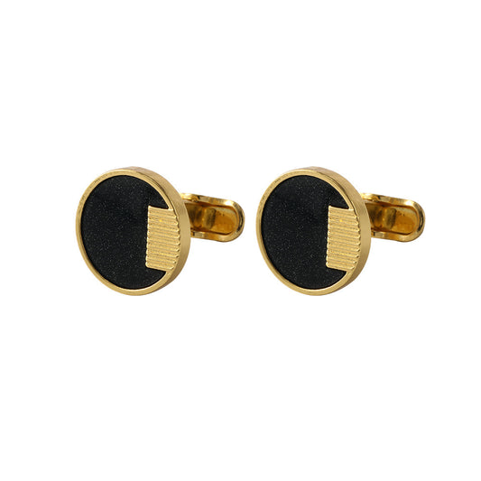 Round Black French Shirt Cufflinks