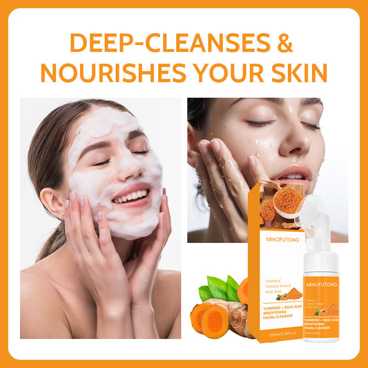 Clear Turmeric Cleansing Mousse Facial Brightening Cleanser Turmeric Facial Cleanser Natural Exfoliating Renewal Serum
