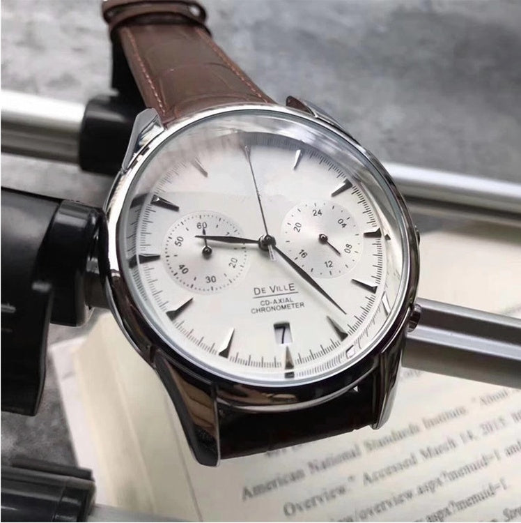 Men's waterproof leather quartz watch