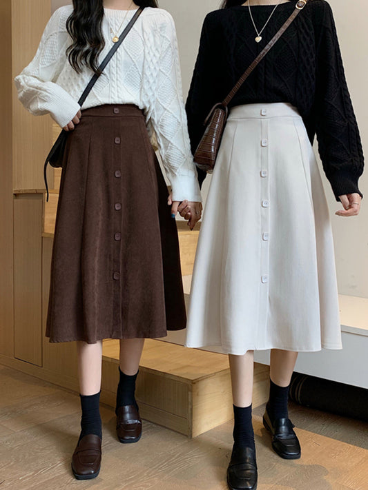 A-line Half-length Women's Mid-length High-waist Skirt Winter