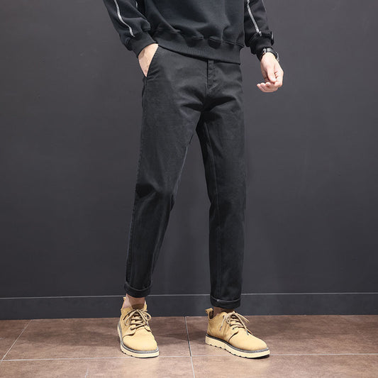 Men's Casual Pants Thin Straight Cropped