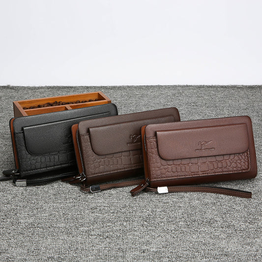 Men's Large Capacity Multi-compartment Business Soft Leather Handbag