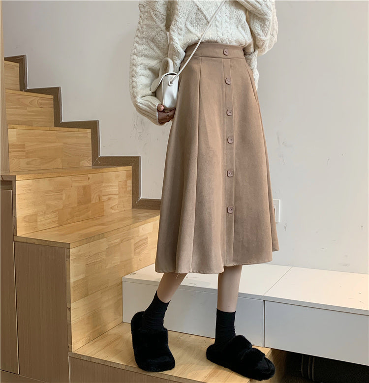 A-line Half-length Women's Mid-length High-waist Skirt Winter