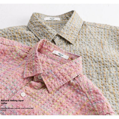 Summer New Fashion Trendy Loose Thin Shirt Plaid Men Clothing