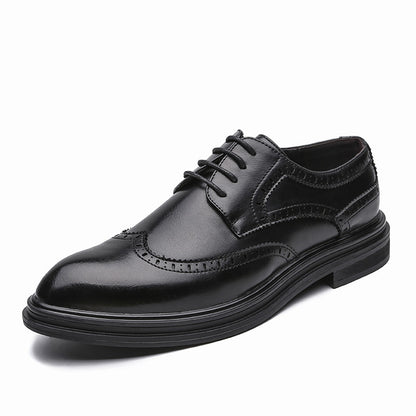 British Pointed Leather Shoes Business Formal Wear Brogue Men's Leather Shoes Men's Korean Casual Shoes Best Man Wedding Shoes