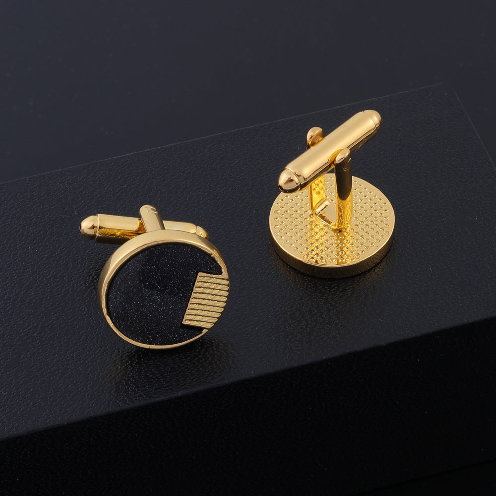 Round Black French Shirt Cufflinks