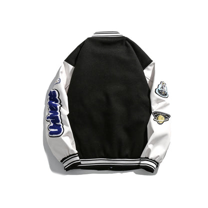 Color Contrast Patchwork Baseball Uniform Jacket Coat