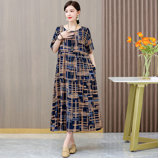 Solid Color Cotton And Linen Dress