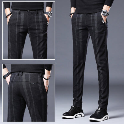 Men's Casual Vertical Striped Straight Leg Pants