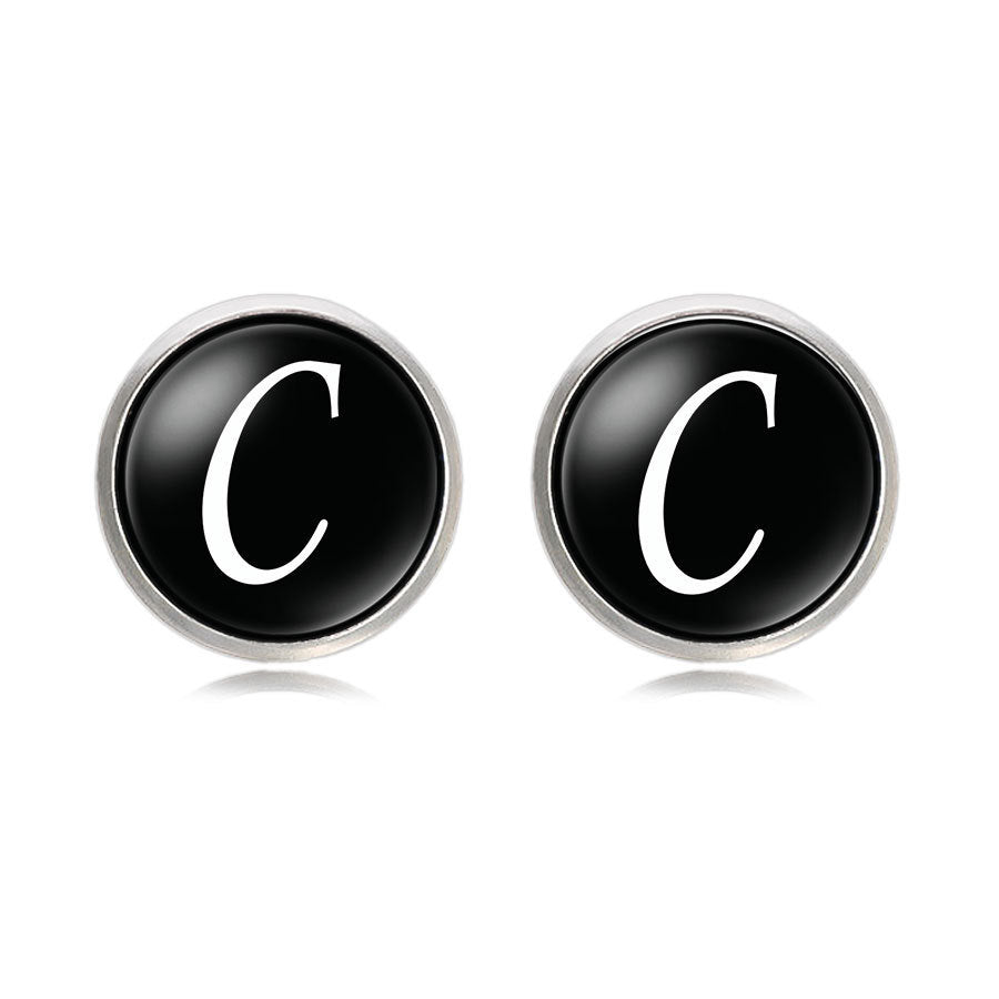 Letter Time Gem French Cufflinks Silver Men's Shirt Cufflinks