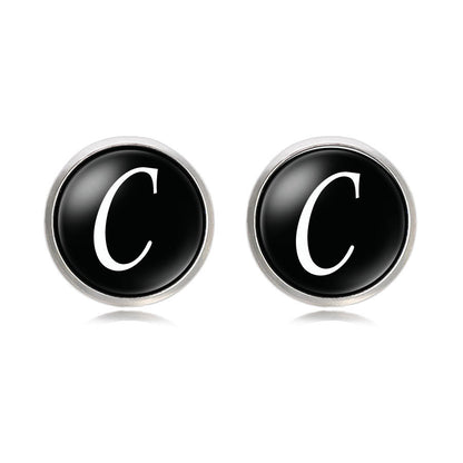 Letter Time Gem French Cufflinks Silver Men's Shirt Cufflinks
