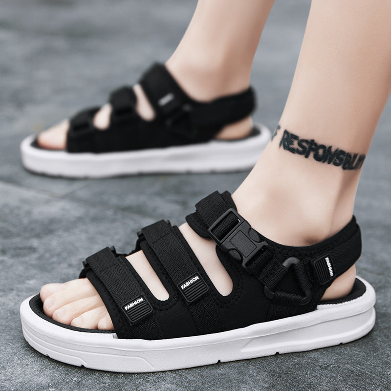 Men's Sandals Summer New Rubber Thick-Soled Non-Slip Slippers Student Casual Korean Style Trendy Beach Shoes