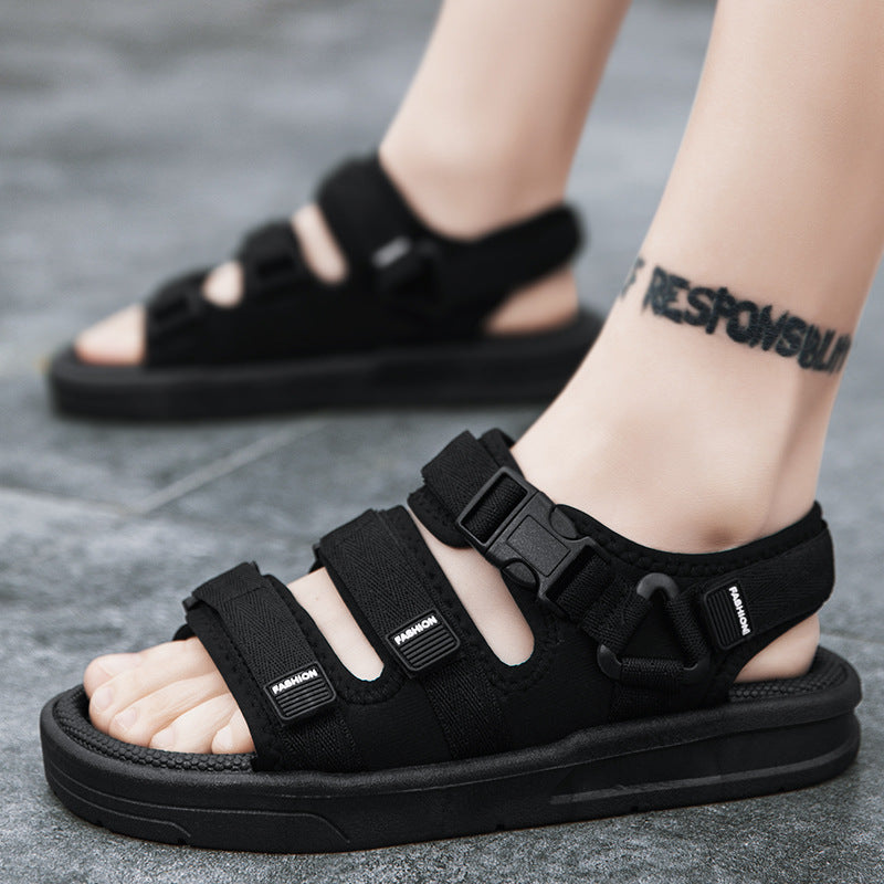Men's Sandals Summer New Rubber Thick-Soled Non-Slip Slippers Student Casual Korean Style Trendy Beach Shoes