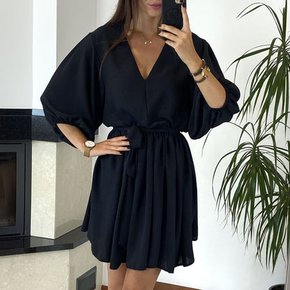 Women's V-Neck Lace Sexy Ice Silk Dress