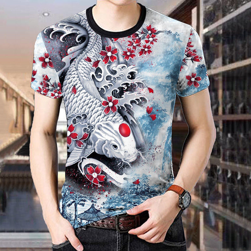 Short-Sleeved Men's T-Shirt Chinese Style Bottoming Shirt Men's Shirt Round Neck Korean Slim Summer Dress