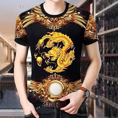 Short-Sleeved Men's T-Shirt Chinese Style Bottoming Shirt Men's Shirt Round Neck Korean Slim Summer Dress