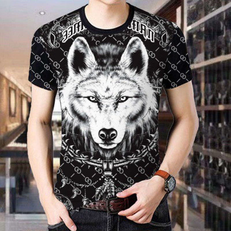 Short-Sleeved Men's T-Shirt Chinese Style Bottoming Shirt Men's Shirt Round Neck Korean Slim Summer Dress