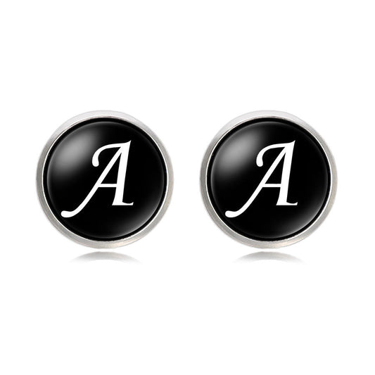 Letter Time Gem French Cufflinks Silver Men's Shirt Cufflinks