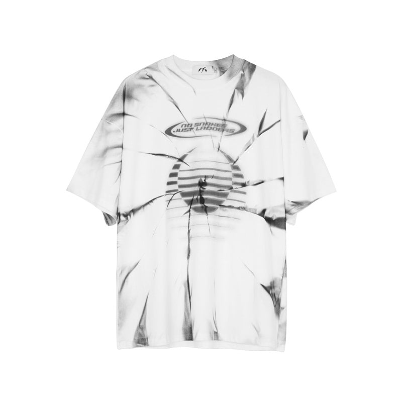 Dark High Street Spiral Tie-Dye Short-Sleeved Male Street Fashion Brand