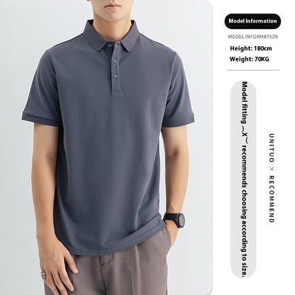 High-end Knitted Polo Shirt Short-sleeved Men's High-end Sense