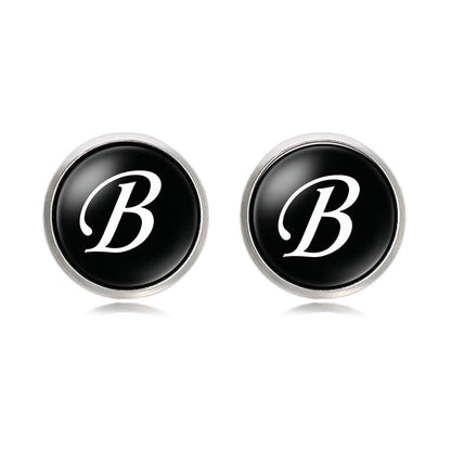 Letter Time Gem French Cufflinks Silver Men's Shirt Cufflinks