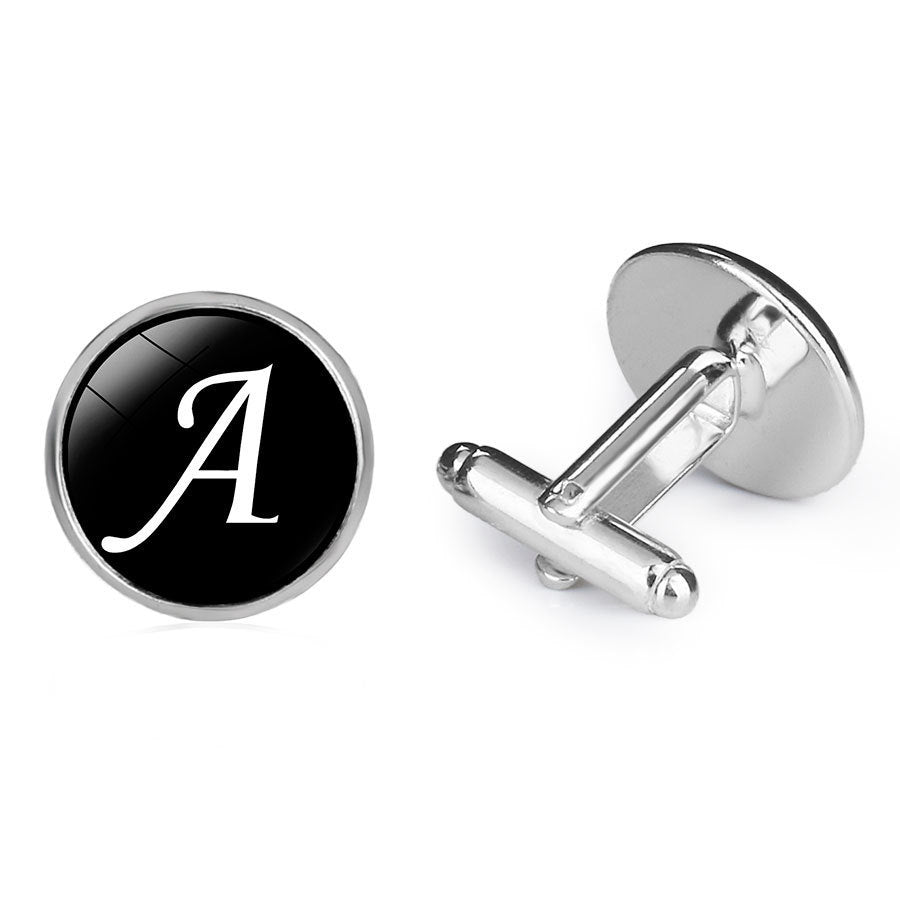 Letter Time Gem French Cufflinks Silver Men's Shirt Cufflinks