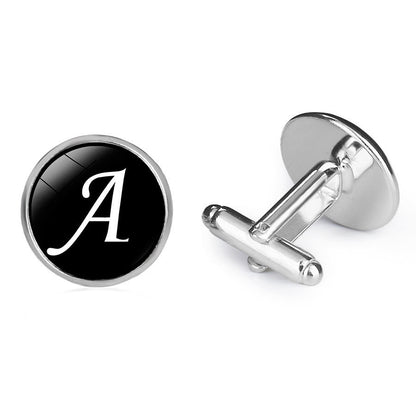 Letter Time Gem French Cufflinks Silver Men's Shirt Cufflinks