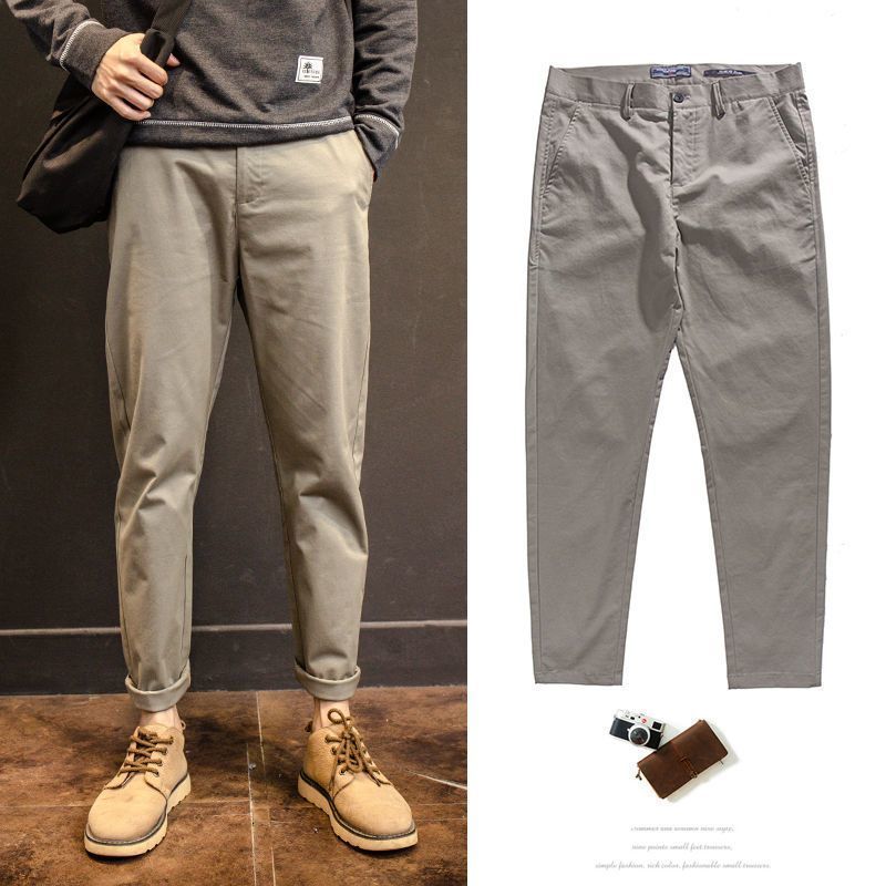 Men's Casual Pants Thin Straight Cropped