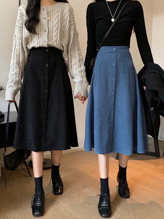 A-line Half-length Women's Mid-length High-waist Skirt Winter