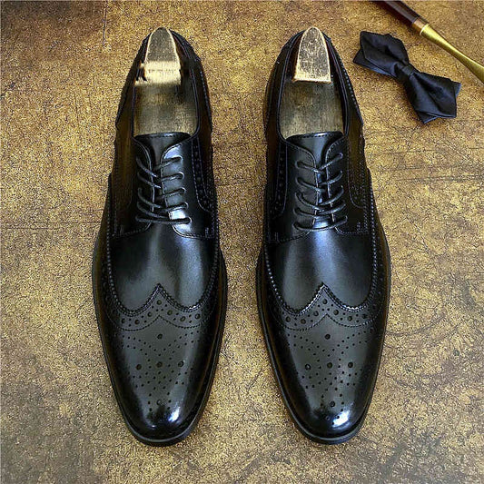Genuine Leather Brogue Business Formal Wear Leather Shoes