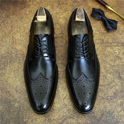 Genuine Leather Brogue Business Formal Wear Leather Shoes