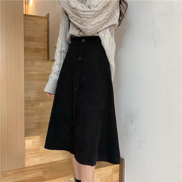 A-line Half-length Women's Mid-length High-waist Skirt Winter