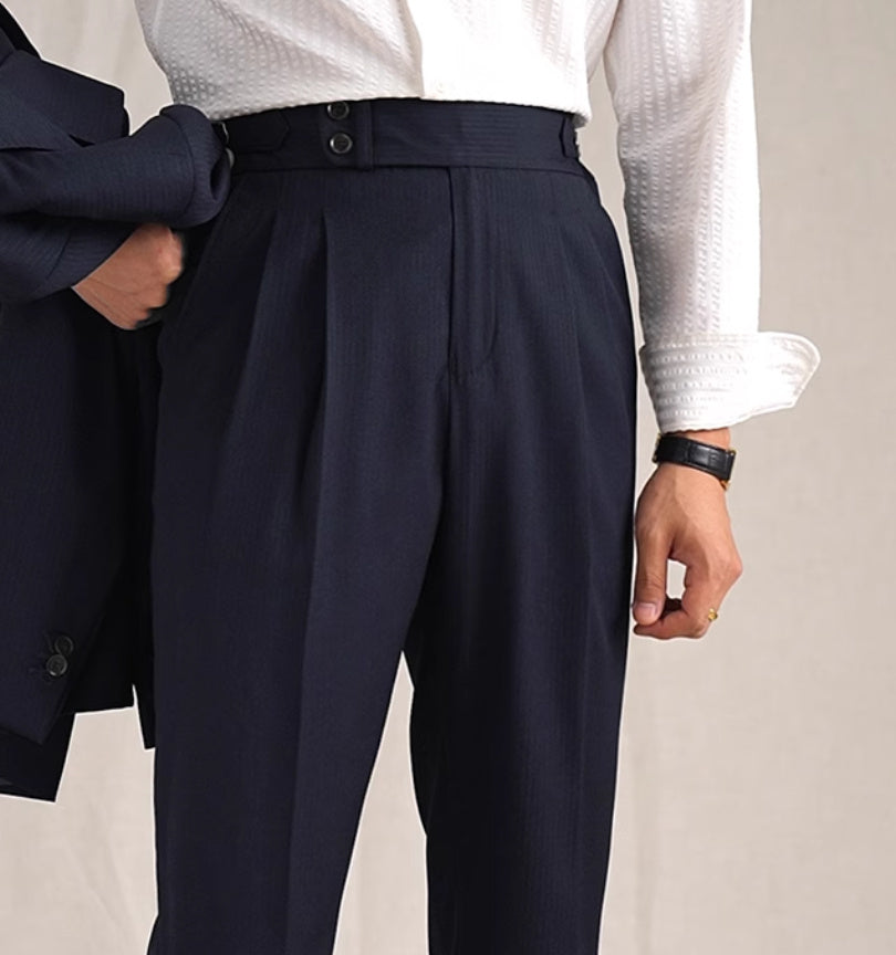 Retro Casual Business Non-ironing Mid-waist Wool Suit Pants