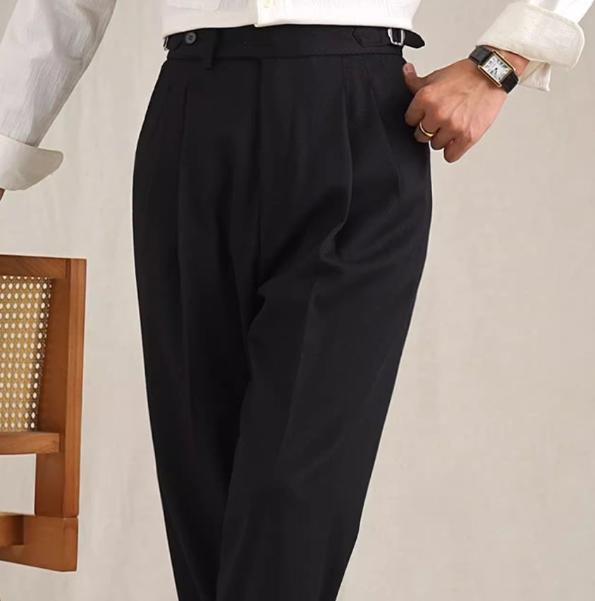 Italian Naples Suit Pants Man Pair Twill Straight Loose Casual Pants