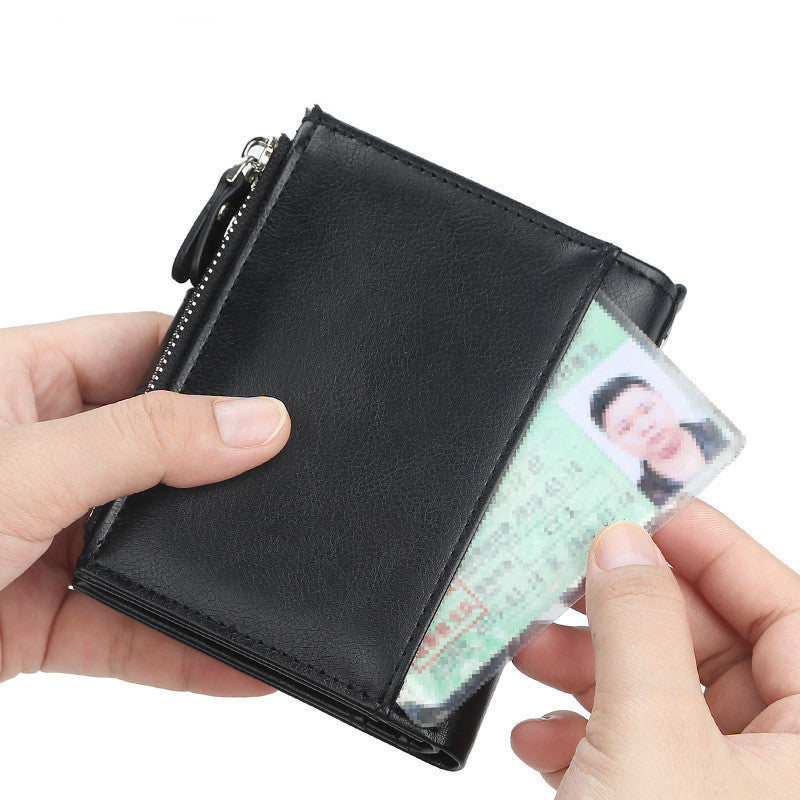 Men's New Double Zipper Creative Short Wallet