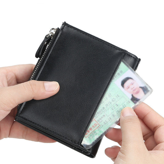 Men's New Double Zipper Creative Short Wallet