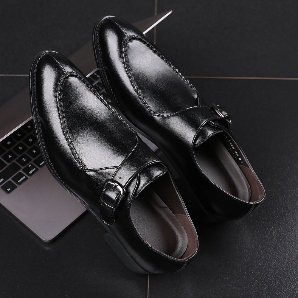 Men's leather toe cap British formal shoes