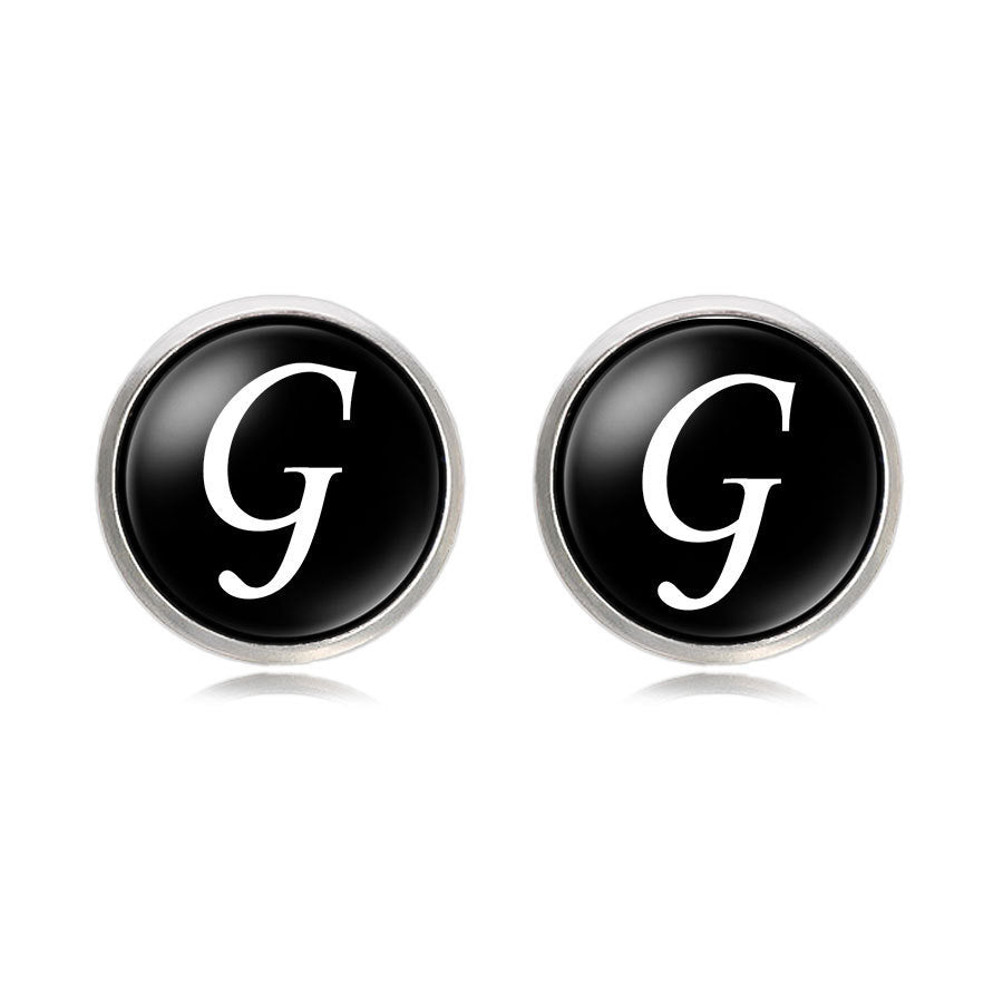 Letter Time Gem French Cufflinks Silver Men's Shirt Cufflinks