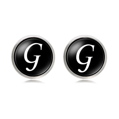 Letter Time Gem French Cufflinks Silver Men's Shirt Cufflinks