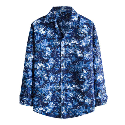 Men's Casual Long Sleeved Floral Shirt