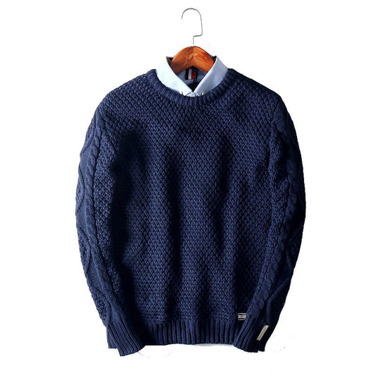 Men's Round Neck Twist Sweater Warm Bottoming Shirt