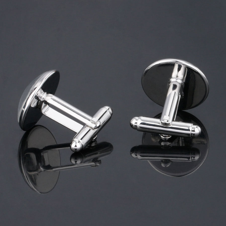 Letter Time Gem French Cufflinks Silver Men's Shirt Cufflinks