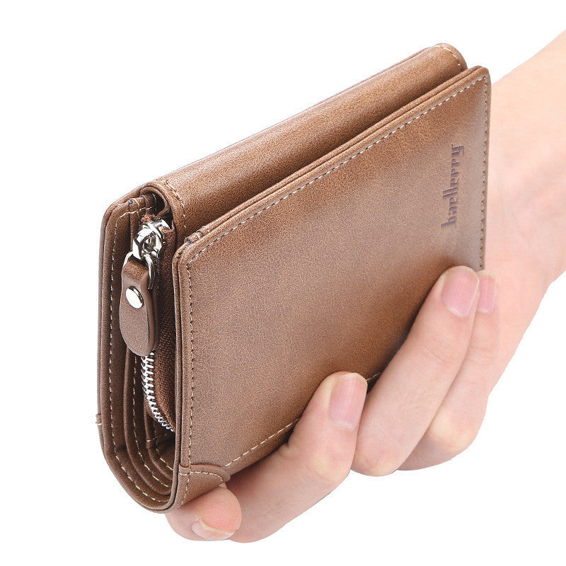 Wallet Men's Short Korean Version Of The Vertical Multi-card Position Three-fold Small Wallet Thin Buckle Coin Purse