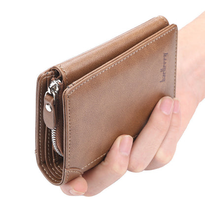 Wallet Men's Short Korean Version Of The Vertical Multi-card Position Three-fold Small Wallet Thin Buckle Coin Purse