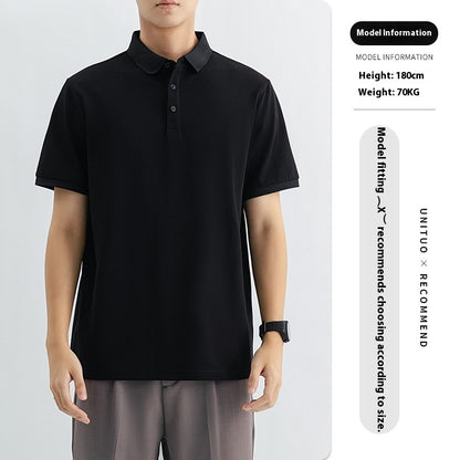 High-end Knitted Polo Shirt Short-sleeved Men's High-end Sense