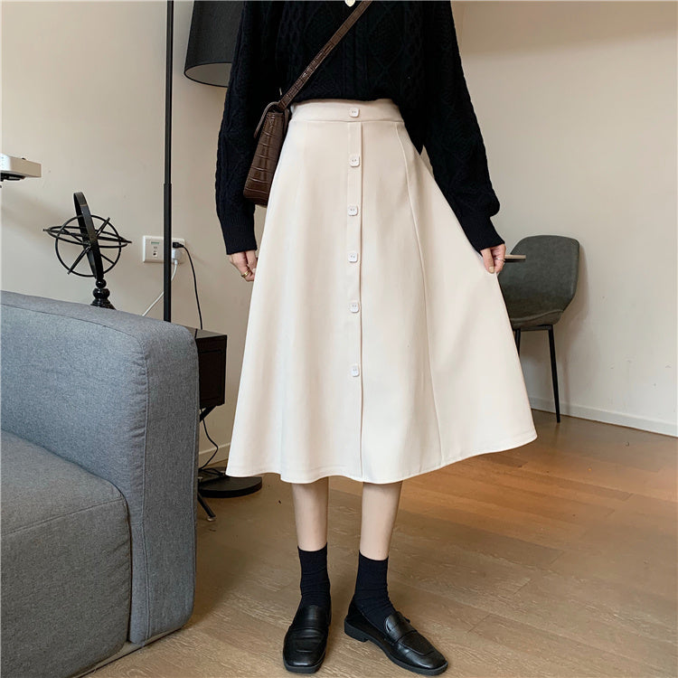 A-line Half-length Women's Mid-length High-waist Skirt Winter