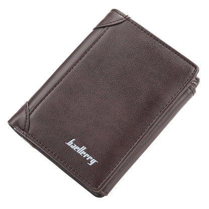 Wallet Men's Short Korean Version Of The Vertical Multi-card Position Three-fold Small Wallet Thin Buckle Coin Purse